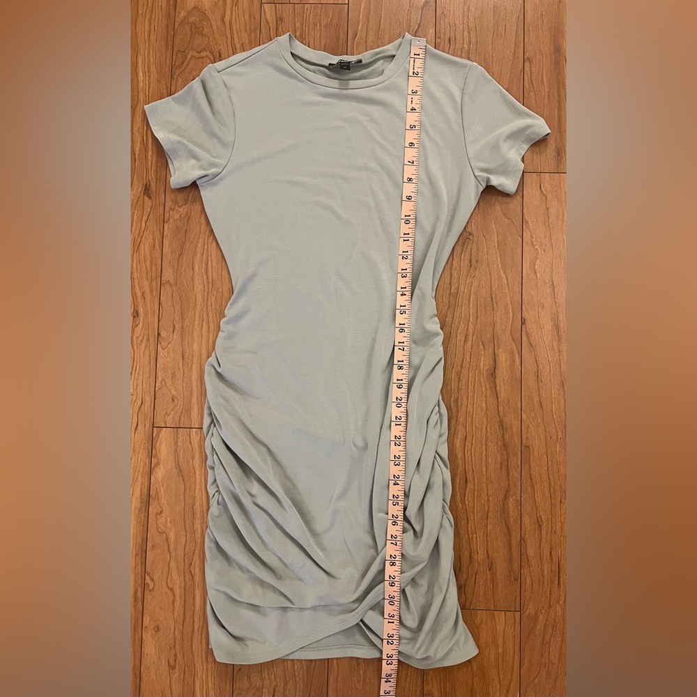 Express Bodycon XS Light Sage Green Dress Women's Ruched Stretch Extra S… - Picture 3 of 12
